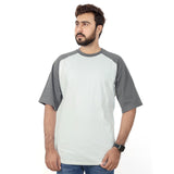 Boohoo Man T-Shirt Off White With Grey Shoulder