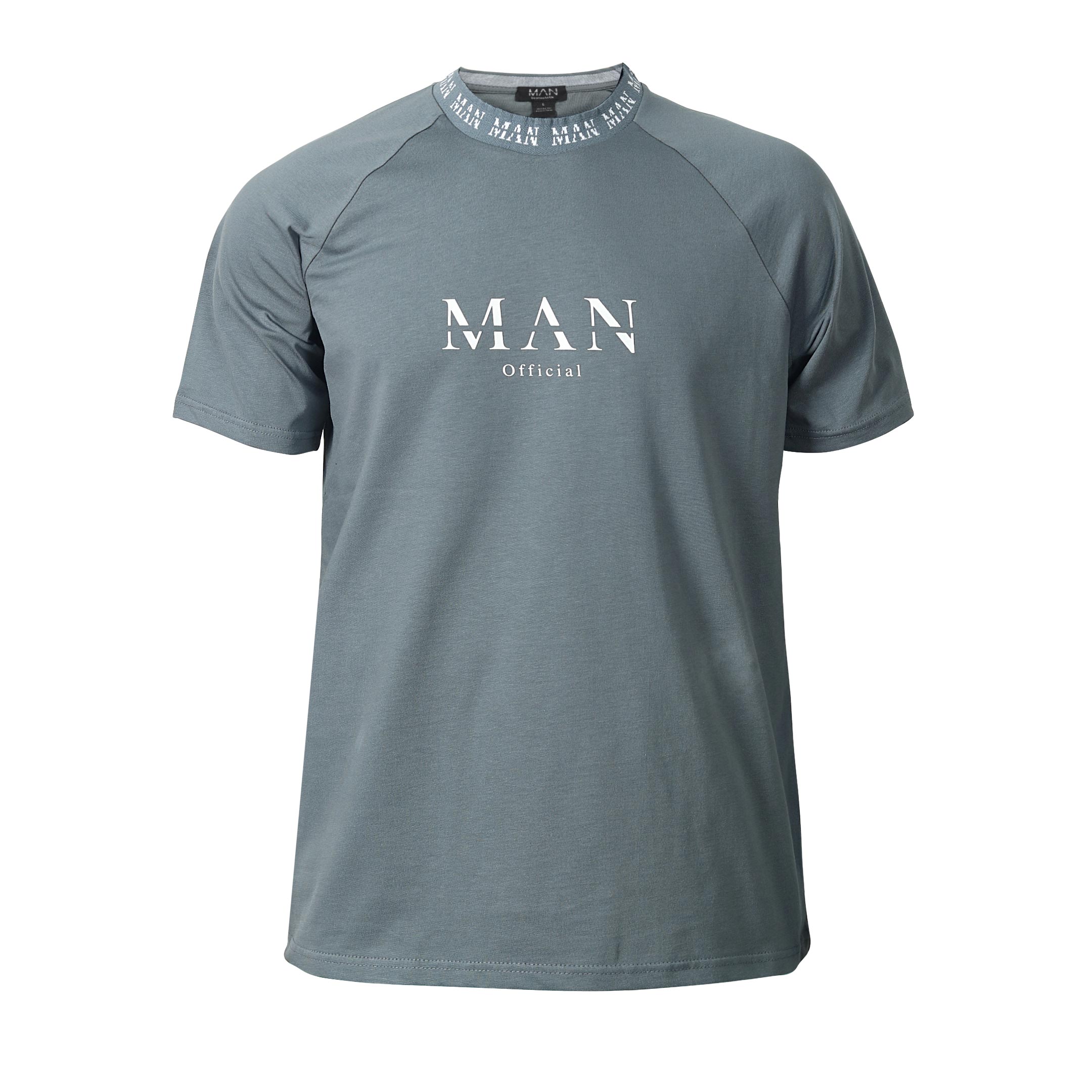 Boohoo Man T-Shirt Slate Blue Printed Logo (MAN OFFICAL)