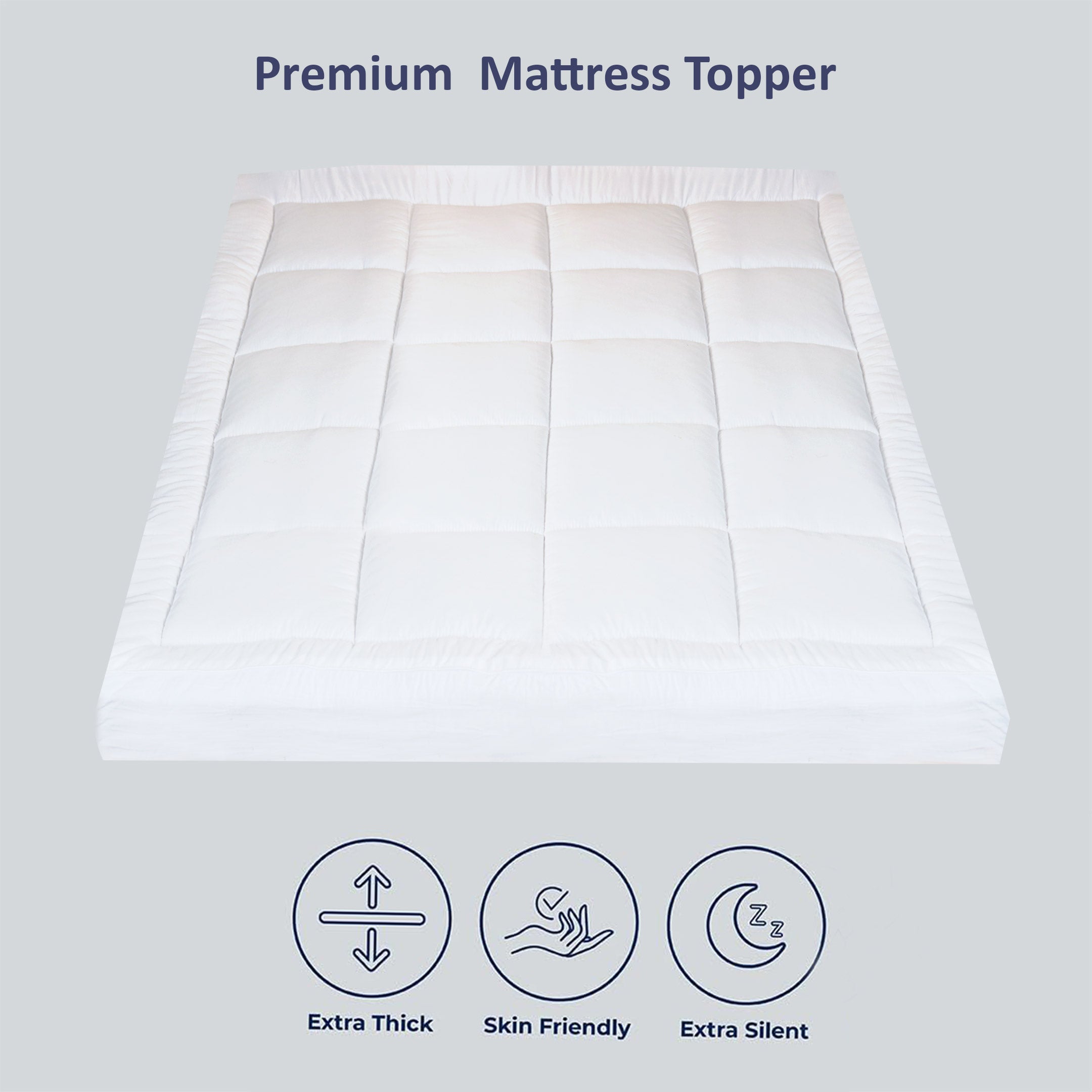 Cloud Design Extra Thick Square Quilted Mattress Topper 500 GSM