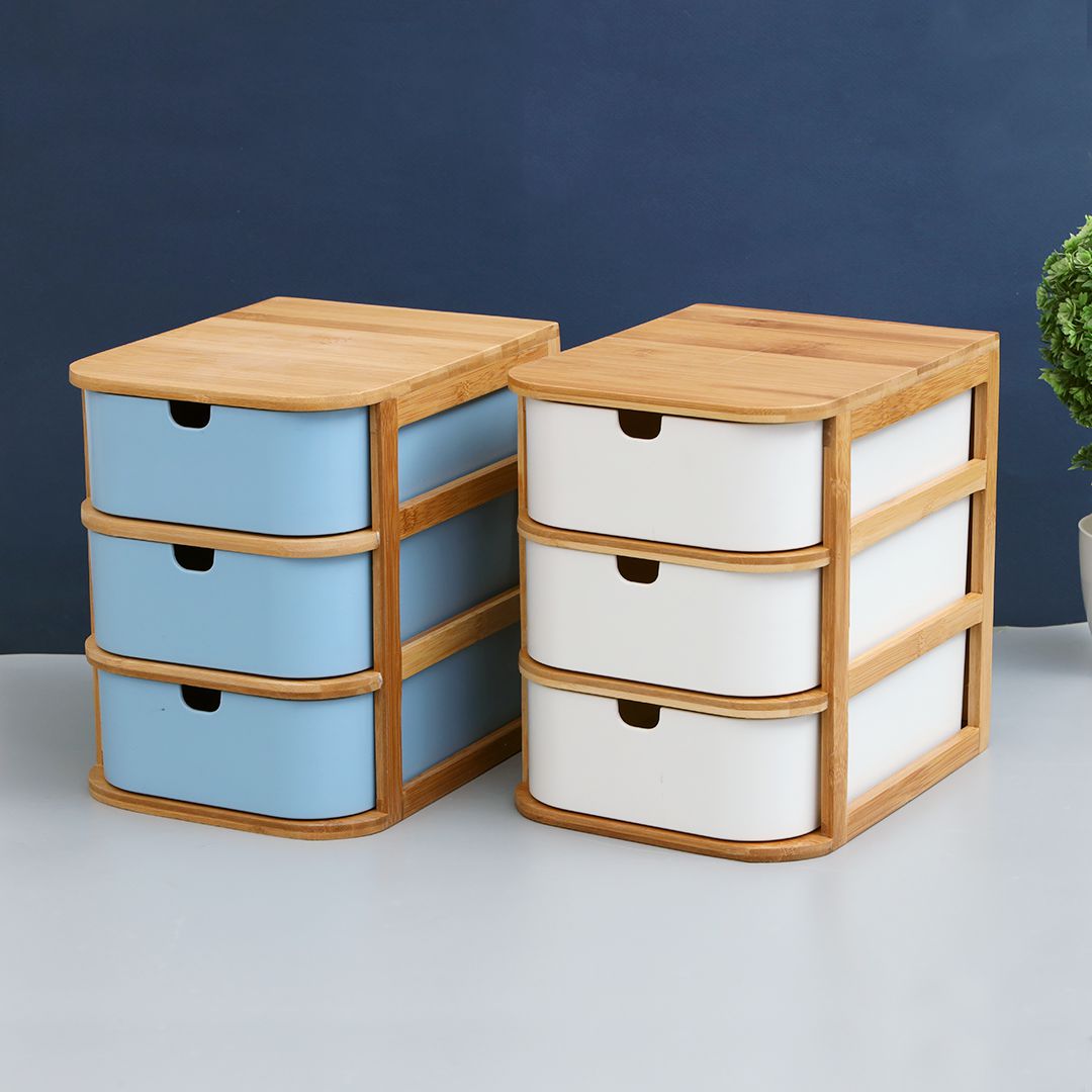 3 Drawers Bamboo Wood Storage Box