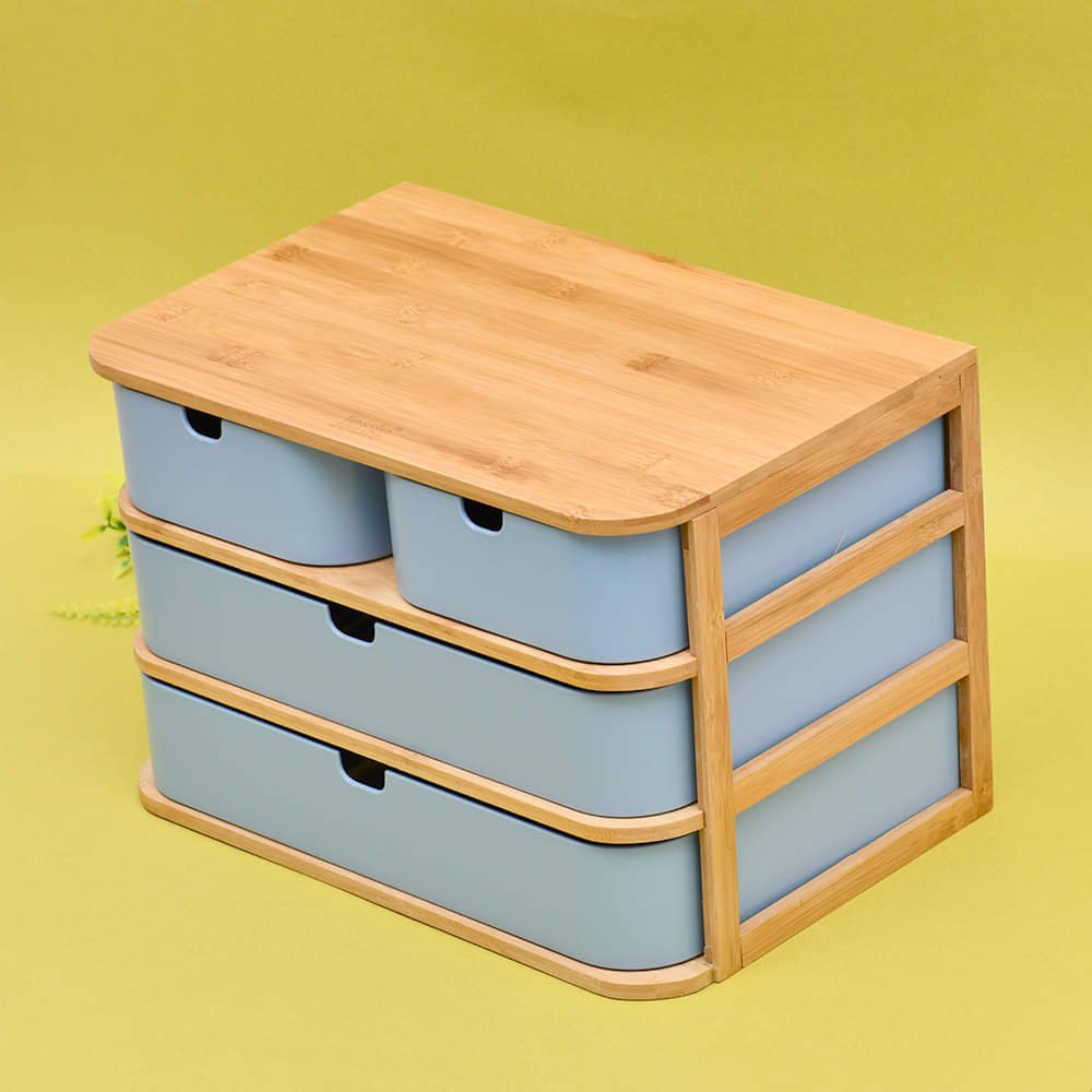 Tessie & Jessie Bamboo Wooden Storage Box With 4 Drawers