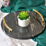 Nordic Black Round Marble Serving Tray