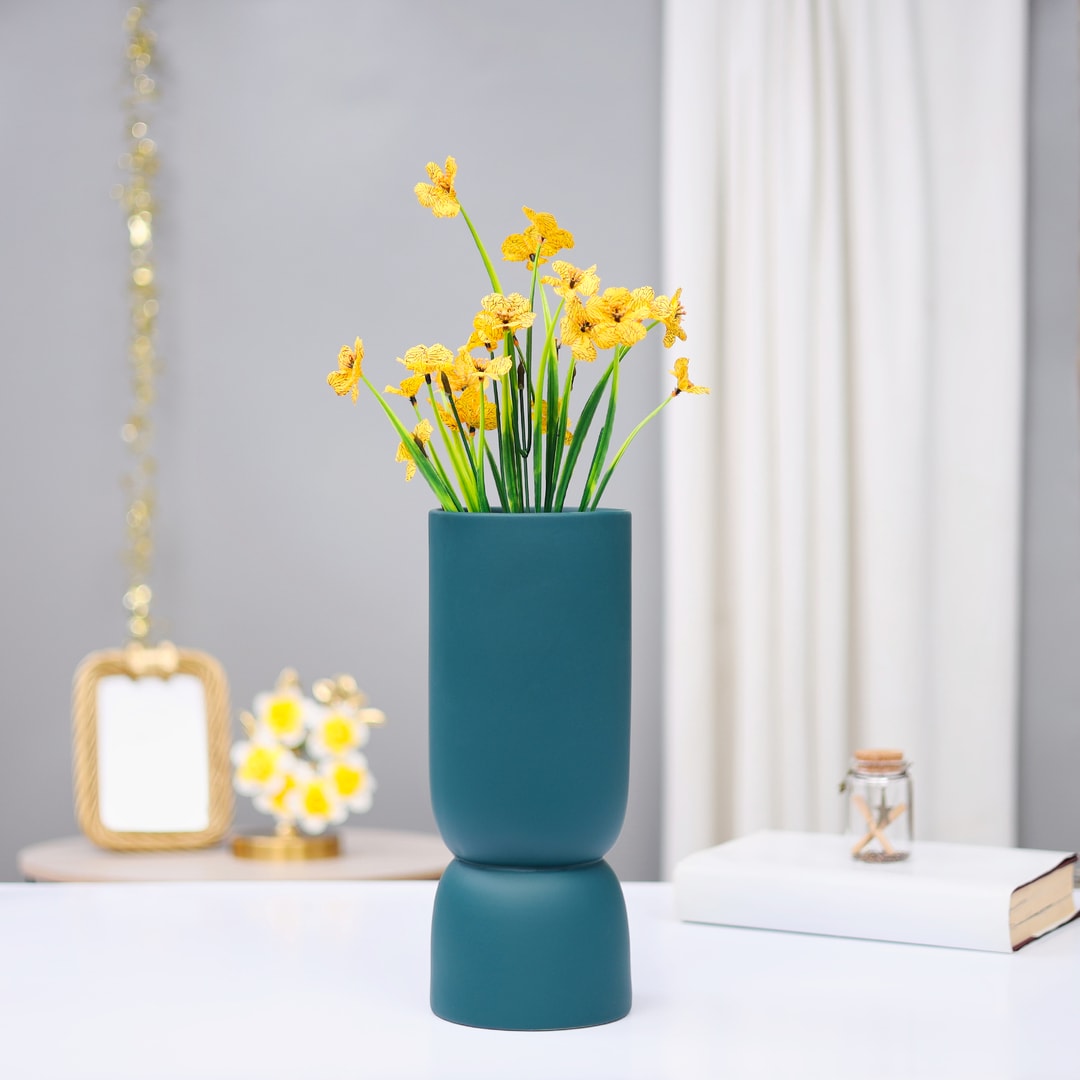 Matte Teal Elegant Design Centerpiece Ceramic Vase