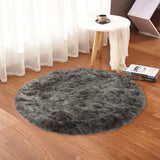Anti-Slip Husky Grey Round Shaggy Carpet