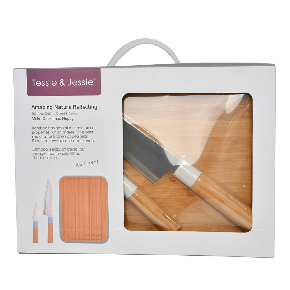 2-Pcs Knife Set & Bamboo Cutting Board
