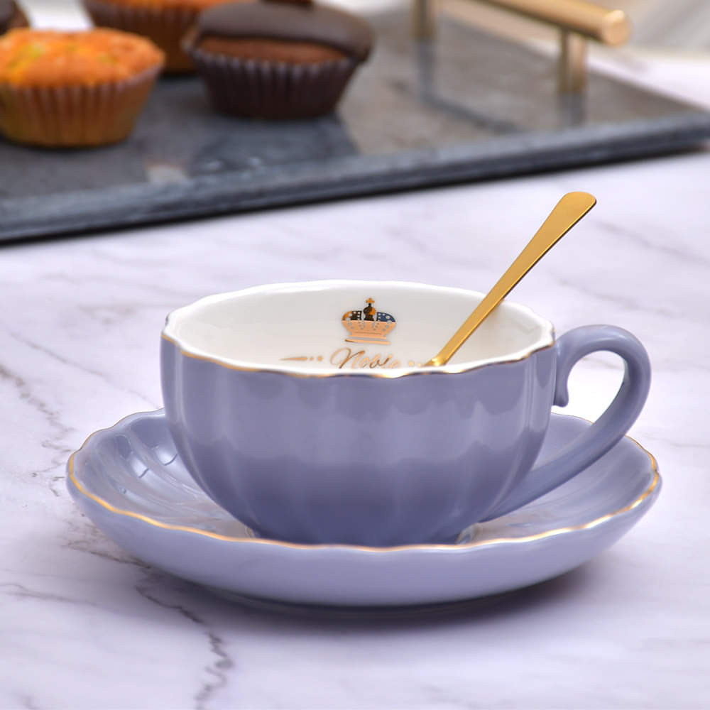 Noble & Classic Cup with Saucer & Twisted Spoon
