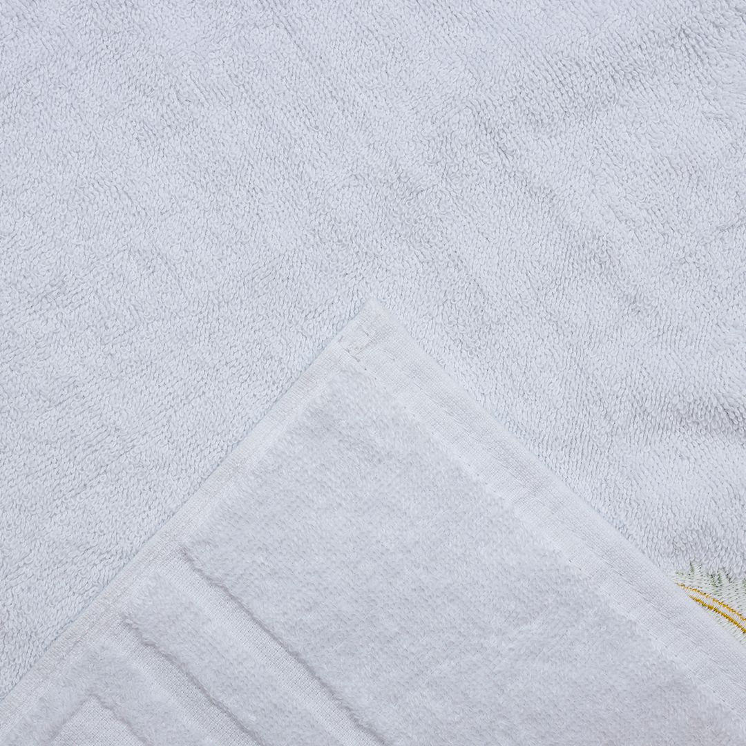 Magic Cotton Embroidered White Bath Towel