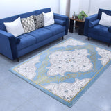 Egyptian Blue King Size (7.6 X 5.25 Feet) Thick & Cozy Floor Rug
