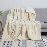 Ribbed Stripe Ultra Soft Sherpa Throw Blanket