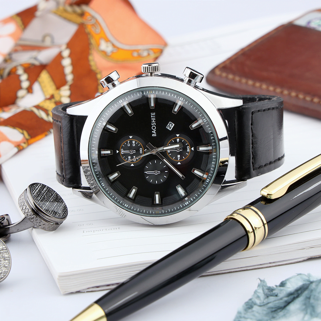 Foster Stainless Steel and Leather Men's Watch Gift Set