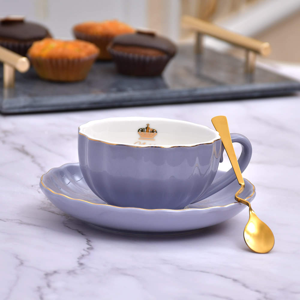 Noble & Classic Cup with Saucer & Twisted Spoon