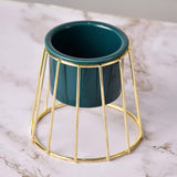 Pine Green Ceramic Flower Pot with Tripod Stand