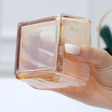 2 Dip Square Hammered Glass Compartment Set Without Lid