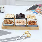 6 Dip Square Ceramic Grid With Wooden Tray