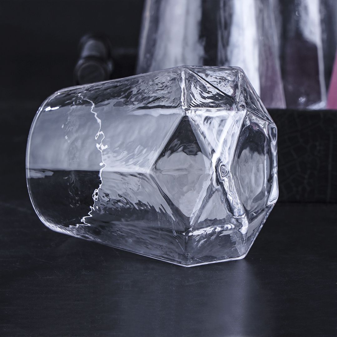 Engraved Pattern Diamond Shape Glass Set-6 Pcs