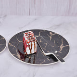 Black Marblene Pattern Ceramic Cake Serving Set 8 -Pcs