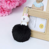 White Rabbit Character Fluffy Ball hanging Keychain (Any Random Color)