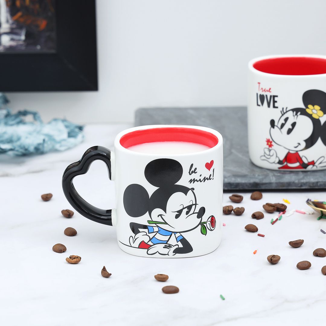 Pair of Lovely Characters Ceramic Mugs - BE MINE