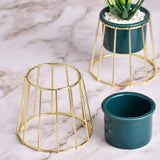 Pine Green Ceramic Flower Pot with Tripod Stand