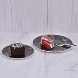 Black Marblene Pattern Ceramic Cake Serving Set 8 -Pcs