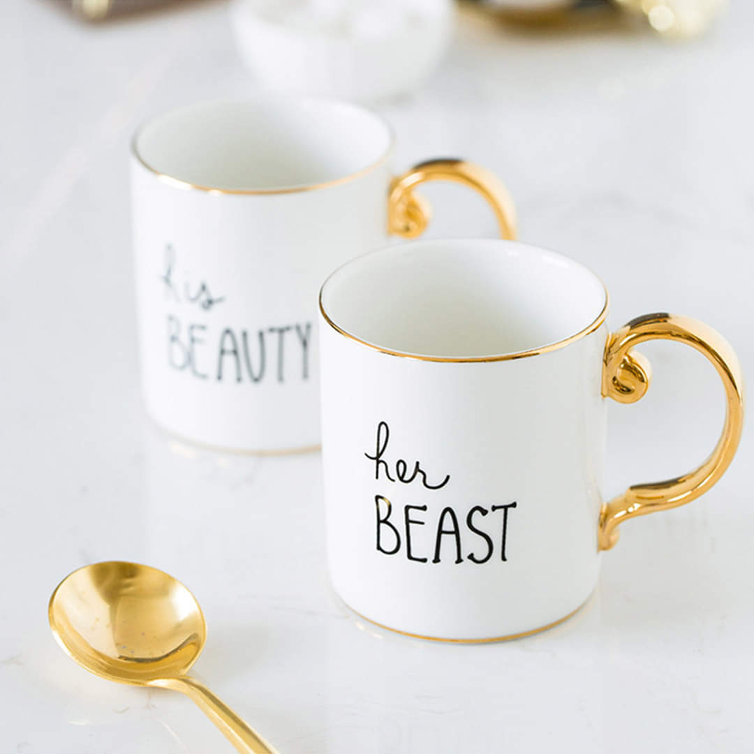 Pair of His Beauty & Her Beast Title Mug