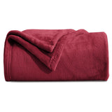 Fluffy Mink Fleece Throw Blanket - Burgundy