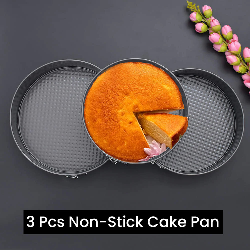 3 Pcs Classic White Round Shape Non Stick Cake Pan