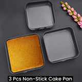 3-Pcs square shape cake mould/non-stick cake baking set