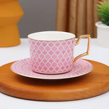 Mesh Design Ceramic Cup with Saucer