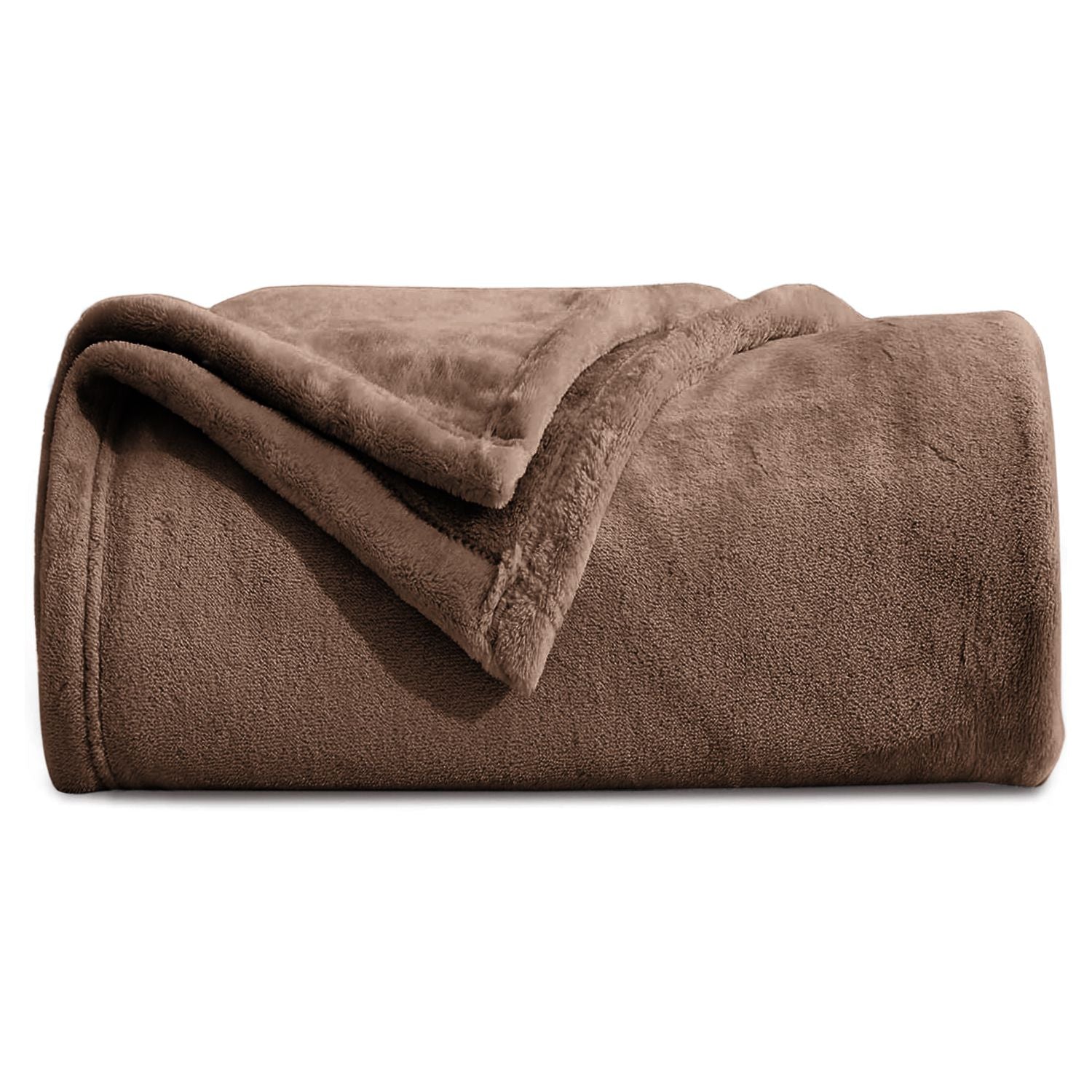 Fluffy Mink Fleece Throw Blanket - Coffee
