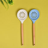 Bamboo Wood & Silicone Skimmer Spoon