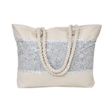 Ladies Shoulder Bag Glitter Tote Design- Light Grey