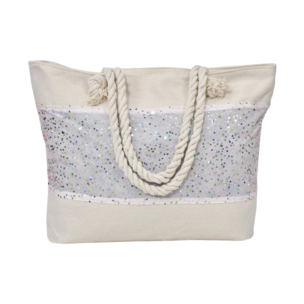 Ladies Shoulder Bag Glitter Tote Design- Light Pink