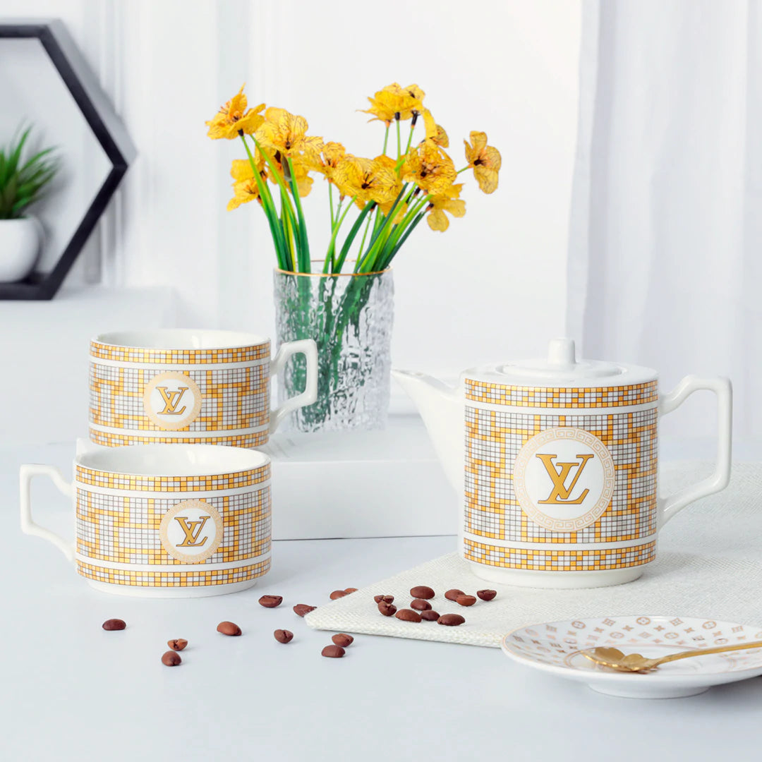 3 Pcs Luxury Ceramic Tea Pot Set Collection
