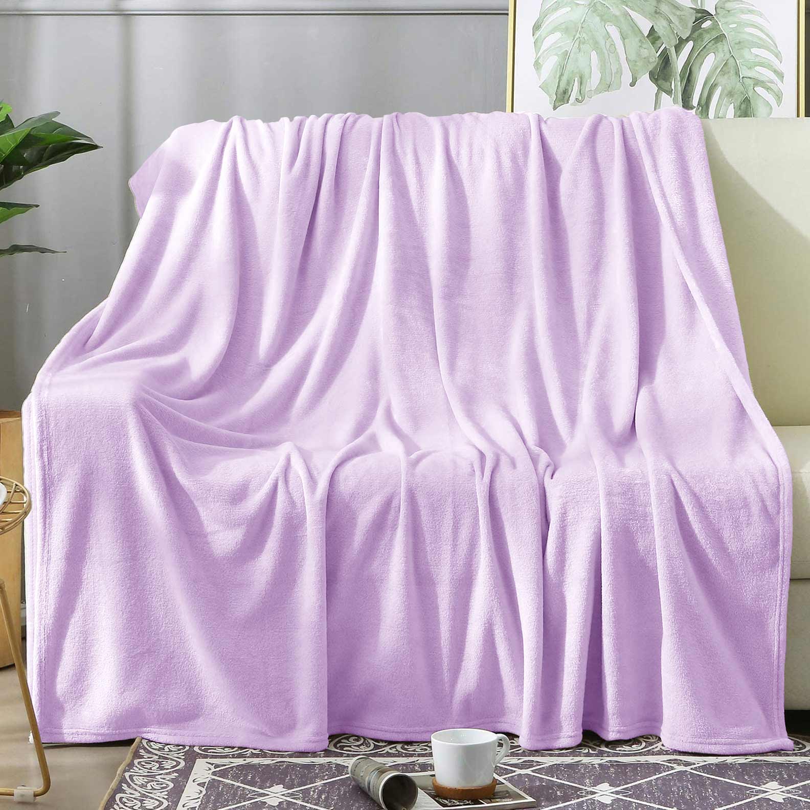 Fluffy Mink Fleece Throw Blanket- Lilac