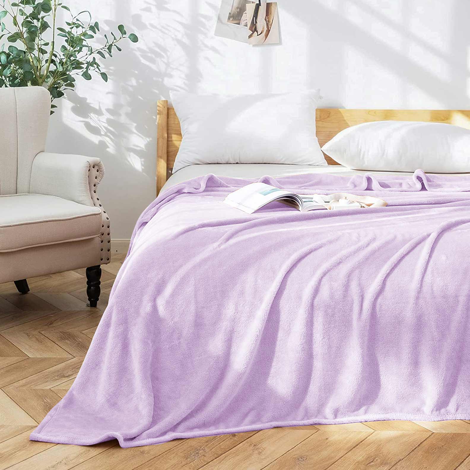 Fluffy Mink Fleece Throw Blanket- Lilac