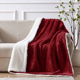 Ultra Soft Sherpa Throw Blanket - Maroon