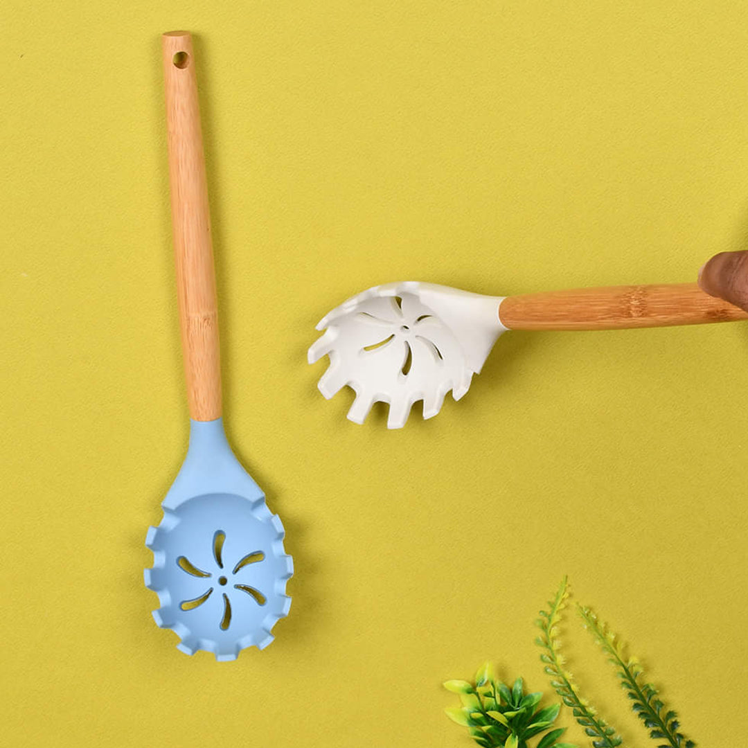 Bamboo Wood & Silicone Pasta Serving Spoon