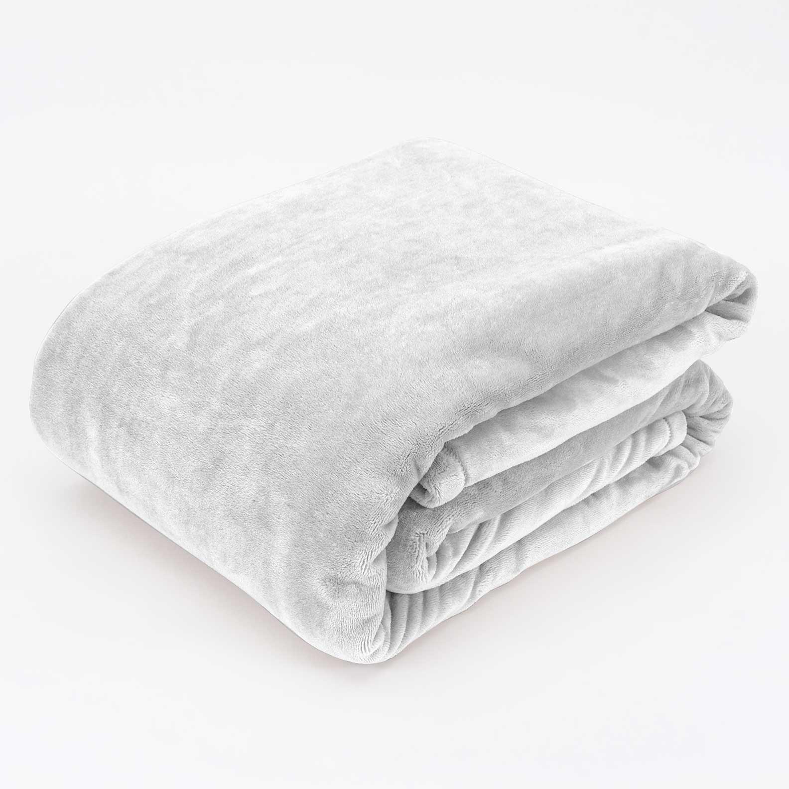 Fluffy Mink Fleece Throw Blanket- Silver