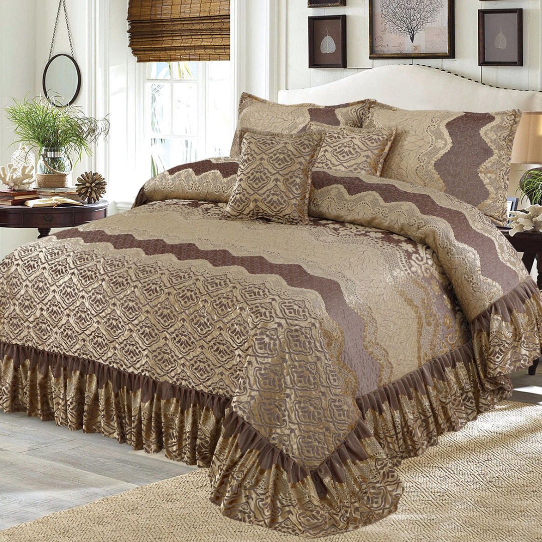 Palachi Luxury Quilted Bridal Bed Set- 14 Pcs